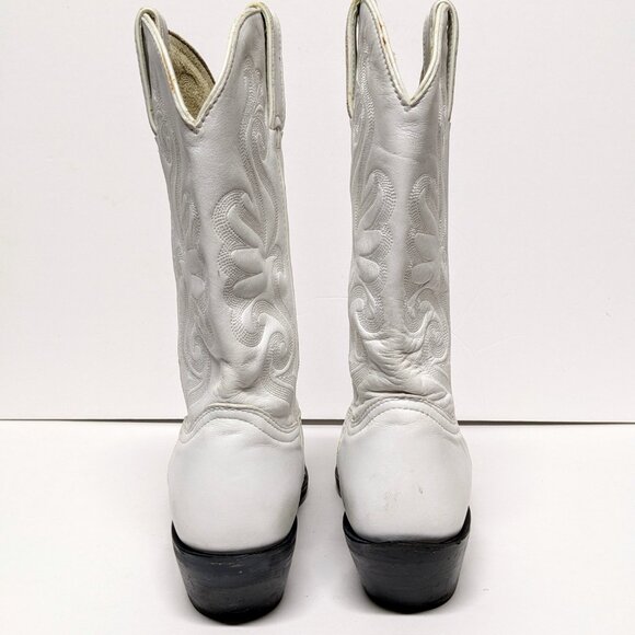 Durango Western Cowboy Boot Womens 10 White Mid Calf Stitched Pointed Toe - Picture 5 of 9